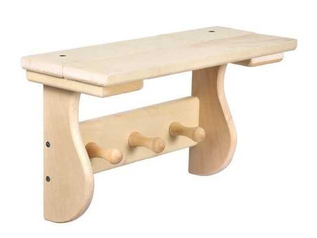 Полка с вешалкой, 3 рожка 29х18х14 см, липа 